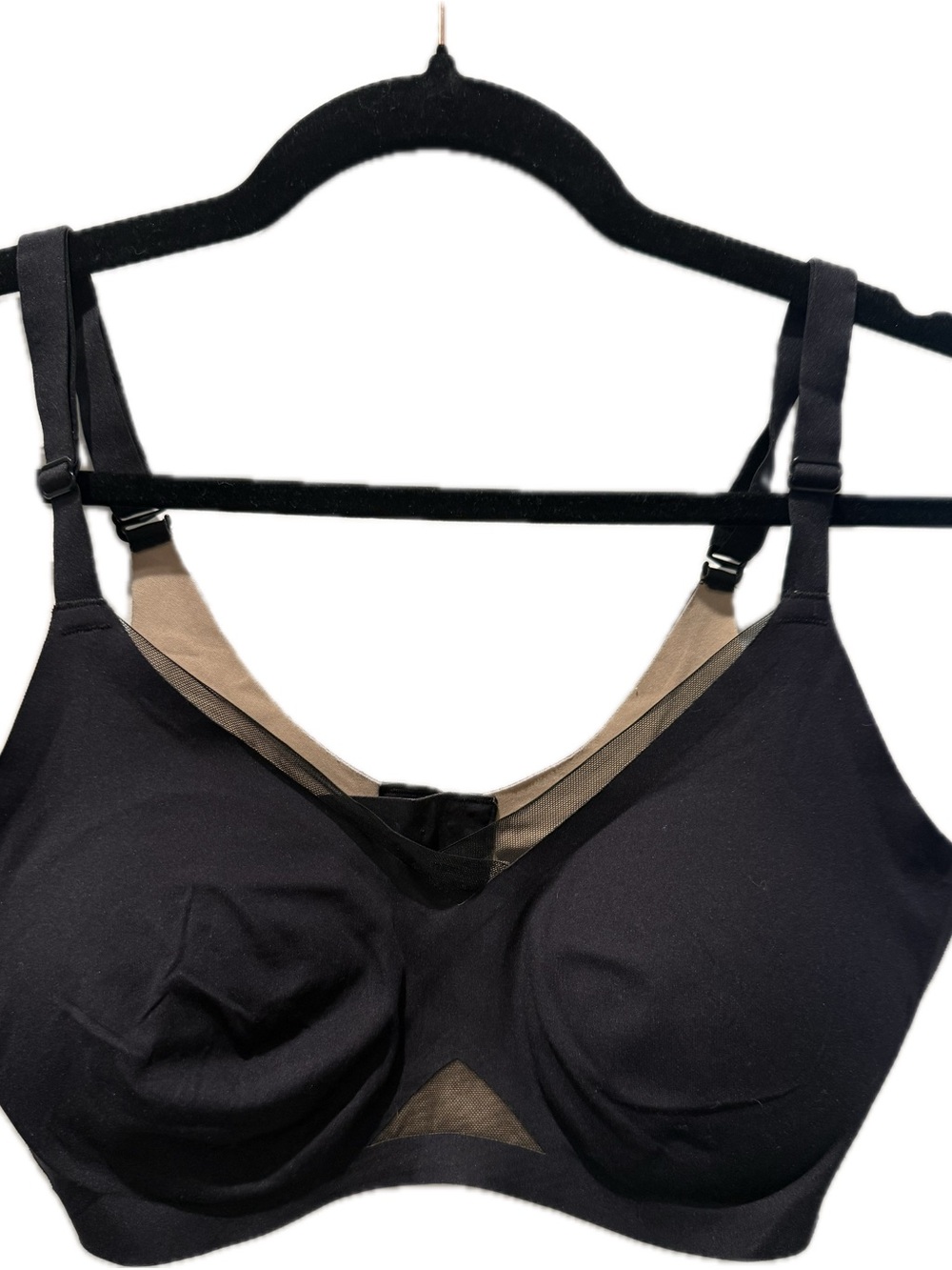 Honeylove Black Bra with Nude Mesh Insets